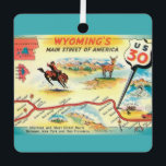 Wyoming Map Ornament<br><div class="desc">It's a vintage,  retro postcard map of Wyoming repurposed as an ornament.</div>