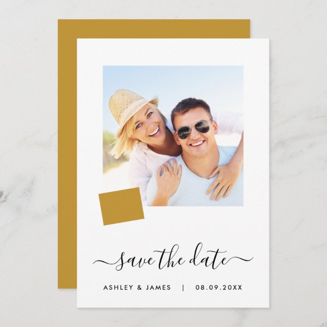 Wyoming Map Photo Wedding Save the Date Card (Front/Back)