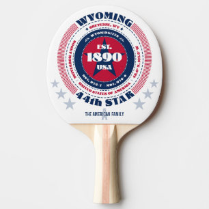 Wyoming Pride Circular Typography Monogram Ping Pong Paddle