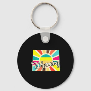 Wyoming retro sunburst colourful outdoor and key ring