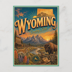 Wyoming Retro Travel Souvenir Postcard