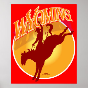 Wyoming rodeo sunrise poster