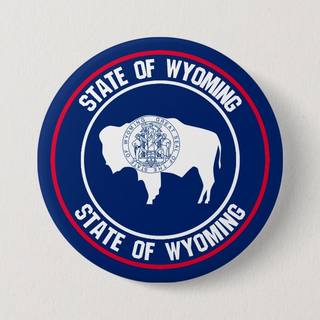Wyoming Round Emblem 7.5 Cm Round Badge (Front)