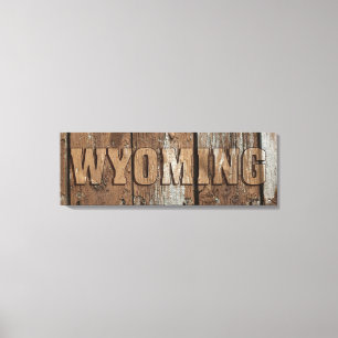 Wyoming rustic wood wall canvas sign