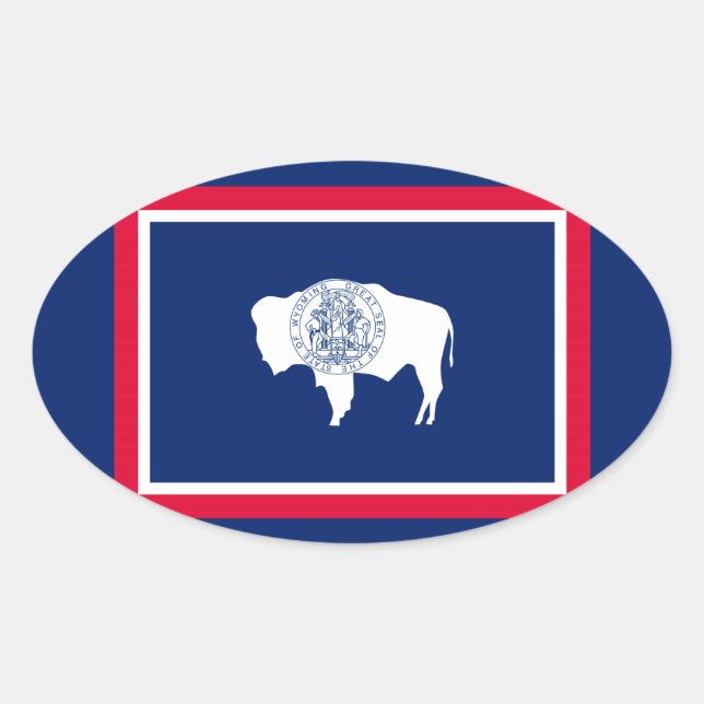 Wyoming State Flag Design Oval Sticker (Front)