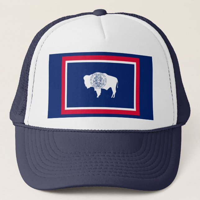 Wyoming State Flag Design Trucker Hat (Front)