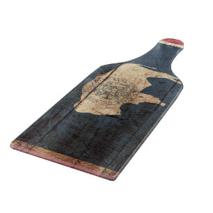 Wyoming State Flag on Old Wood Grain Cutting Board