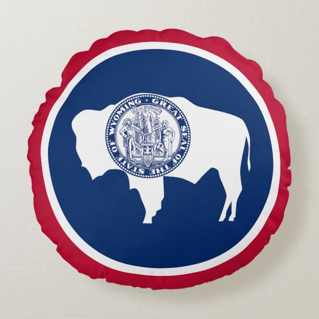 Wyoming State Flag Round Cushion (Front)