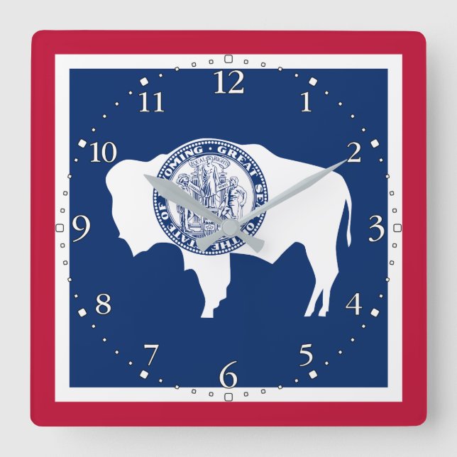 Wyoming State Flag Square Wall Clock (Front)