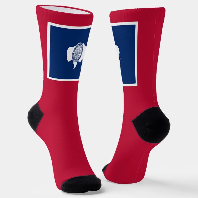 Wyoming State Flag WY American Bison Fun Bold Socks (Angled)
