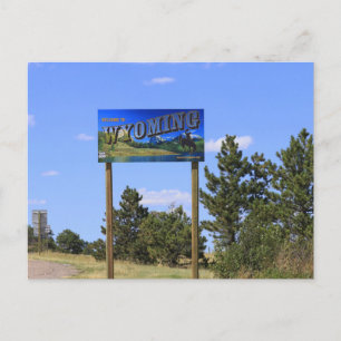 Wyoming State Line Sign Postcard
