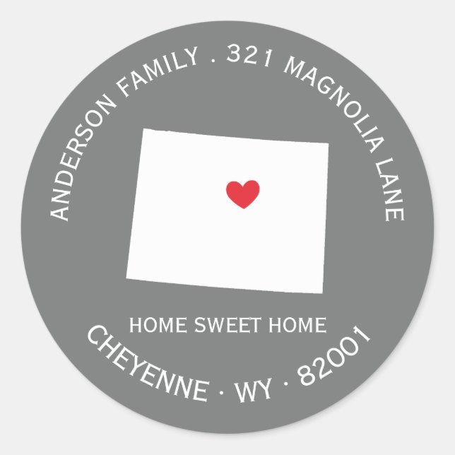 WYOMING State | New Home Address Label Sticker (Front)