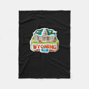 Wyoming Sticker Fleece Blanket