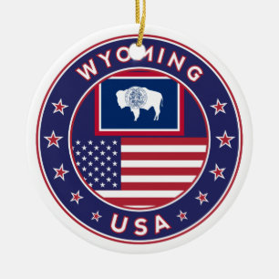 'Wyoming sticker, phone case, tote bag, clock Ceramic Tree Decoration