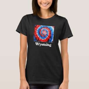 Wyoming Tie Dye Red White Blue Patriotic T-Shirt