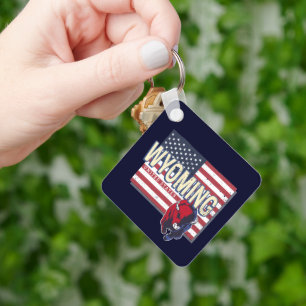 Wyoming United States Retro State Map Vintage USA  Key Ring