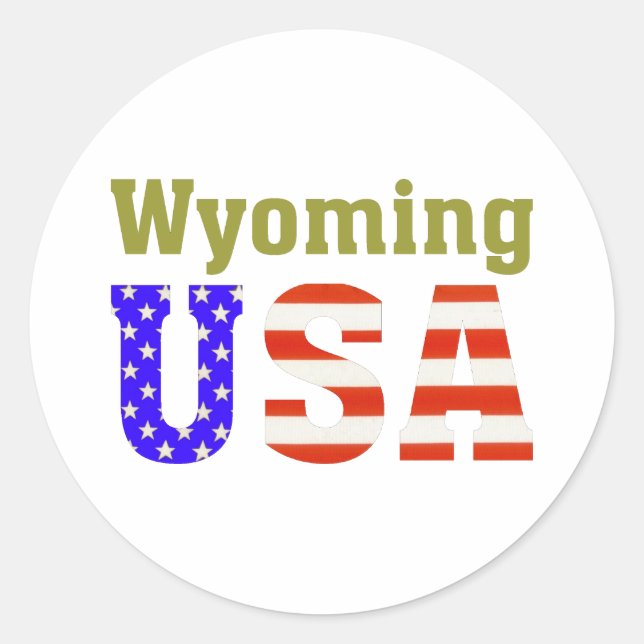 Wyoming USA! Classic Round Sticker (Front)