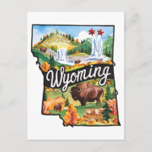 Wyoming USA State Shaped Vintage Watercolor
