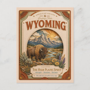 Wyoming Vintage Paper Cut American Arcana Postcard