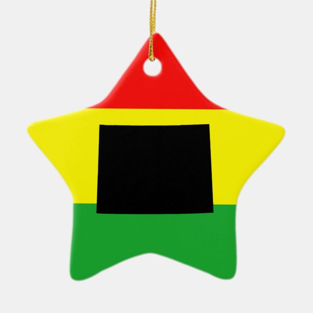 Wyoming with Rasta Colours Ceramic Tree Decoration (Front)