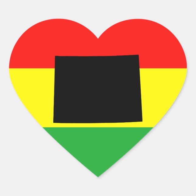 Wyoming with Rasta Colours Heart Sticker (Front)