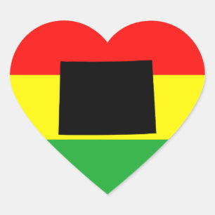 Wyoming with Rasta Colours Heart Sticker