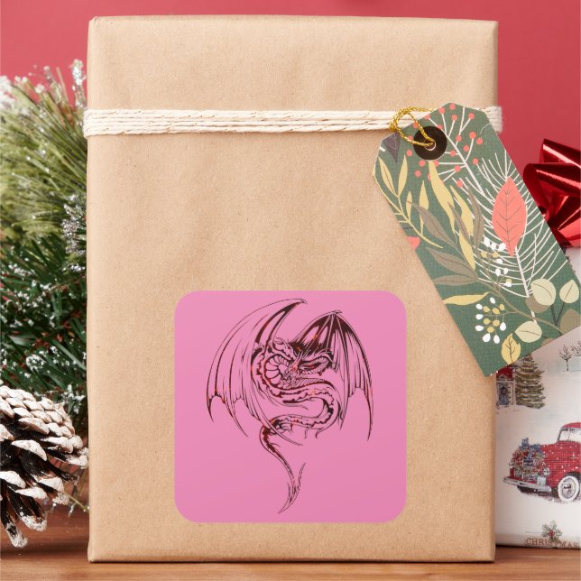 Wyvern Dragon Are Fantasy Mythical Creatures Class Square Sticker (Holiday)