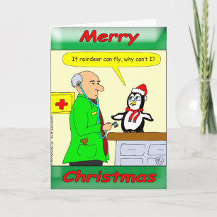 x14 reindeer can fly cartoon holiday card