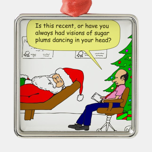 x30 Santa talks to his therapist - Cartoon Metal Tree Decoration (Front)
