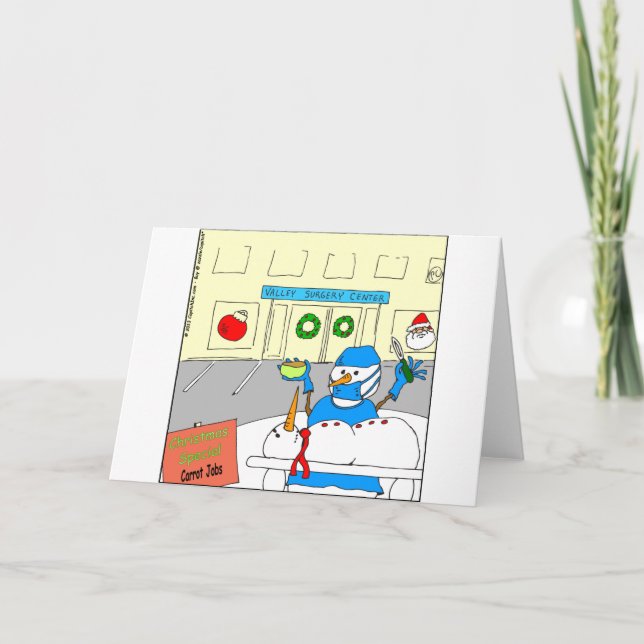 x45 carrot nose job cartoon holiday card (Front)