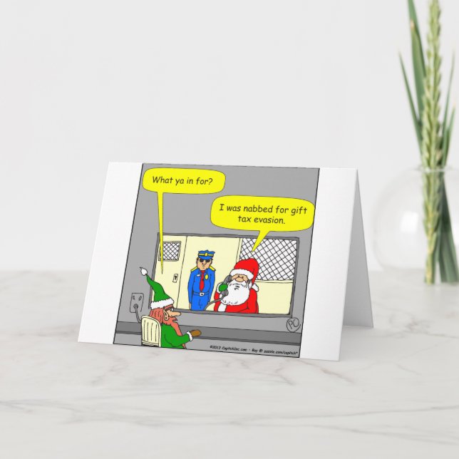 x53 gift tax evasion cartoon holiday card (Front)