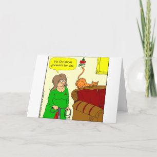 x55 Cat butt mixed Christmas cartoon Holiday Card