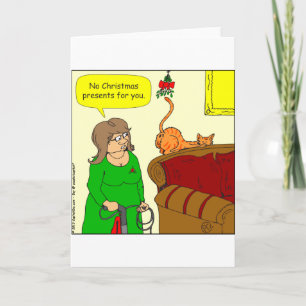 x55 Cat butt mixed Christmas cartoon Holiday Card