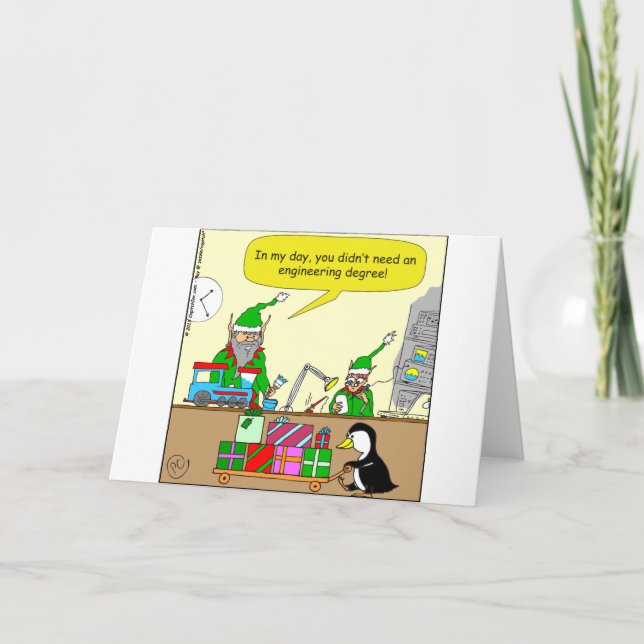 x87 Elf Engineering degree cartoon Holiday Card (Front)