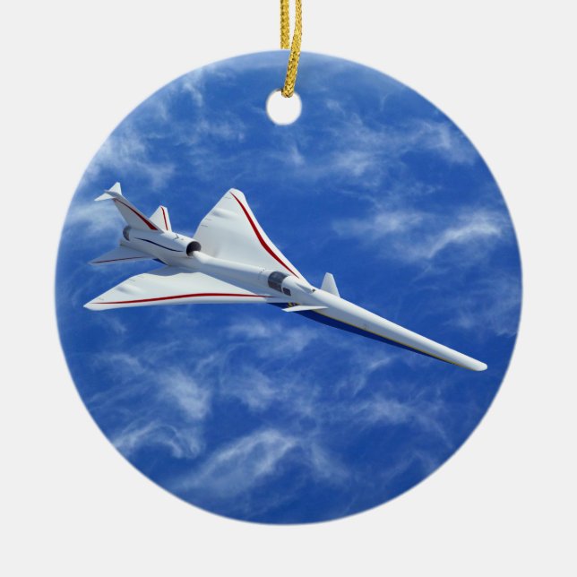 X-59 Low Boom Supersonic Jet Aircraft Ceramic Tree Decoration (Front)