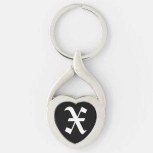 "X" Black Heart Keychain