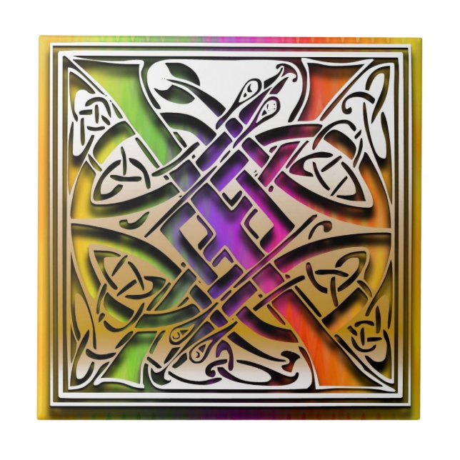 X Celtic Rainbow Custom Monogram Tile (Front)