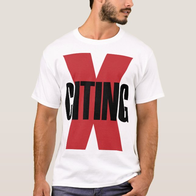 X-Citing Exciting Red Black Original Letter Art T-Shirt (Front)