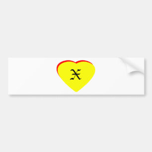 "X" Heart Yellow Red Wedding Invitation The MUSEUM Bumper Sticker