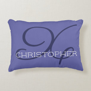 X Initial Calligraphy Name Trendy Periwinkle Blue Decorative Cushion