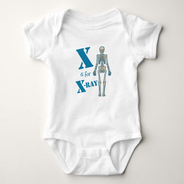 X is for X-Ray Radiology, X Ray Tech, & Medical Baby Bodysuit (Front)