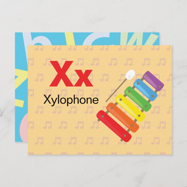 X is for Xylophone - Alphabet Flash Card (Front/Back)