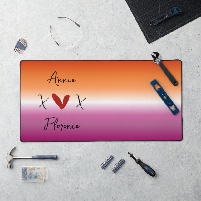 X Love X Sunset Lesbian Flag Desk Mat (Workstation)