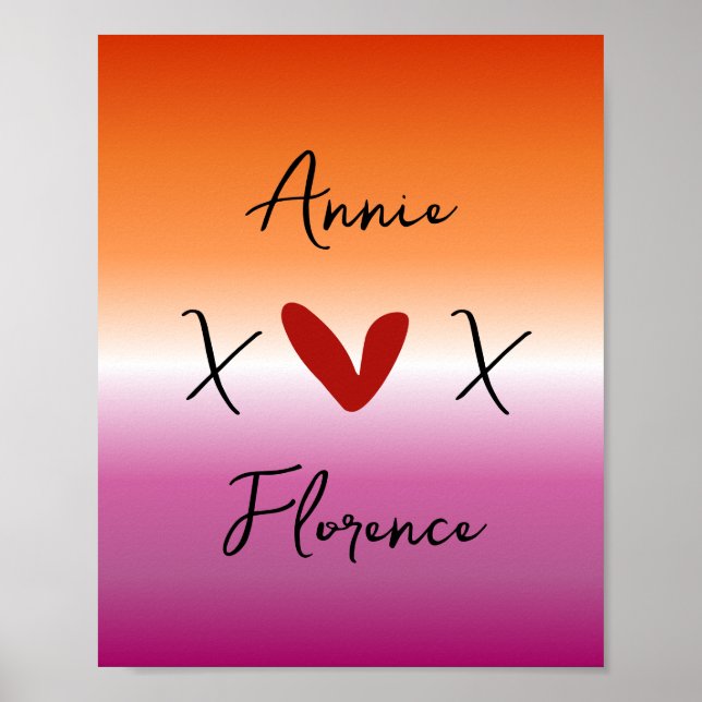 X Love X Sunset Lesbian Flag Poster (Front)