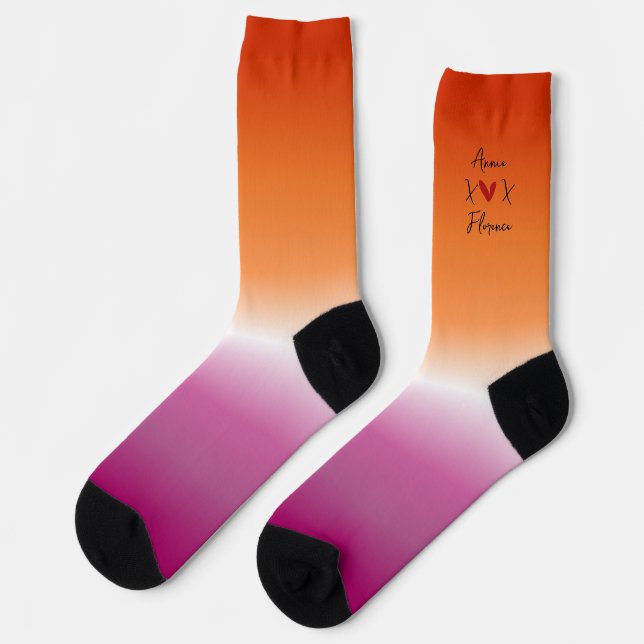 X Love X Sunset Lesbian Flag Socks (Left)