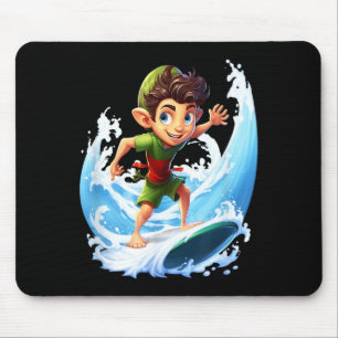 X-mas Christmas Elf Riding Surfboard Surfboard  Mouse Pad
