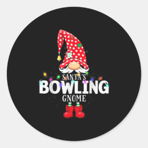 X-mas Santa's Bowling Gnome Christmas Matching Classic Round Sticker