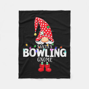 X-mas Santa's Bowling Gnome Christmas Matching  Fleece Blanket