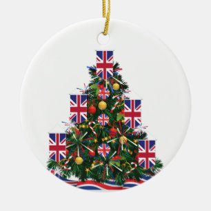 X-mas ugly sweaters for all of your British family Ceramic Tree Decoration