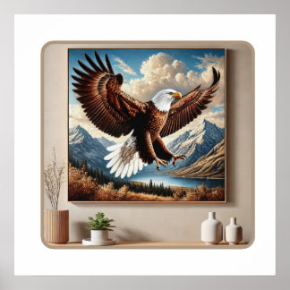 X-mas wall art Bald Eagle in Flight.